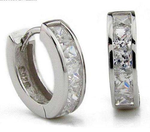 New Earings 925 Sterling silver Earrings Hoop with Crystal Rhinestone